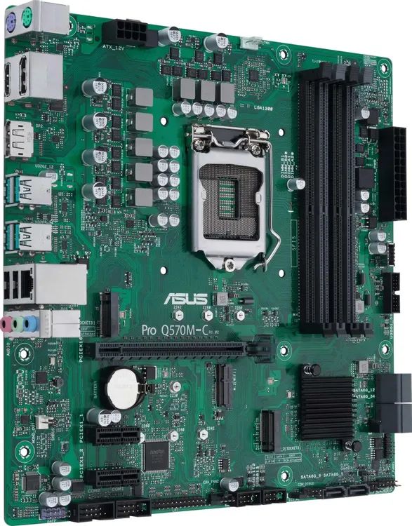 картинка Материнская плата Asus Pro Q570M-C/ CSM, S1200; Intel Q570; 2xDDR4; 6xSATA, 2xM2.1 8ch (7.1); GbLAN, DP, HDMI, mATX от магазина КомпьютерЦентр
