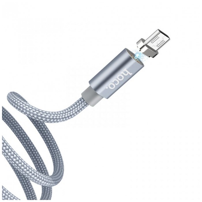 картинка Дата-кабель HOCO Data Cable Micro USB Magnetic adsorption 2A 100cm Metal Gray (U40A MicroUSB) от магазина КомпьютерЦентр