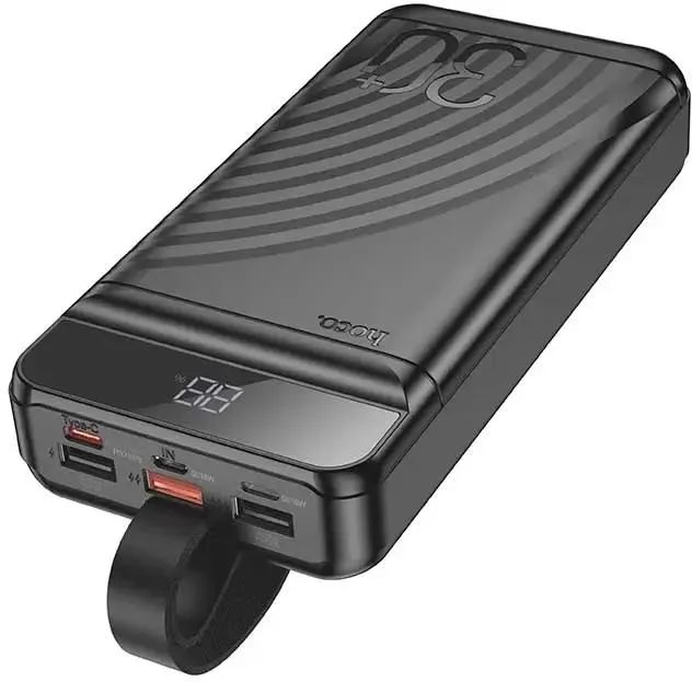 картинка Внешний аккумулятор Hoco J123B 22.5W+PD20W fully compatible power bank with digital display (30000mAh) black от магазина КомпьютерЦентр