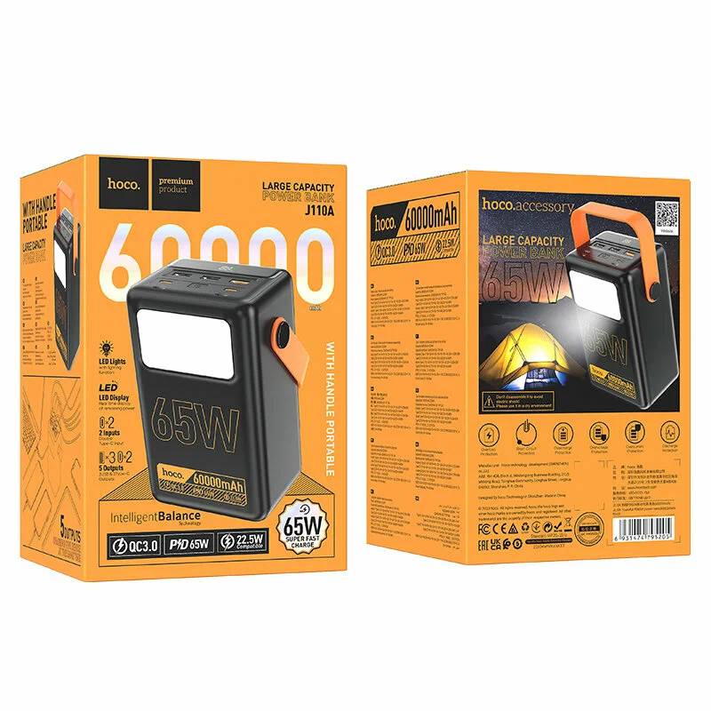картинка Внешний аккумулятор Hoco J110A Powerful PD65W 60000 mAh Black от магазина КомпьютерЦентр