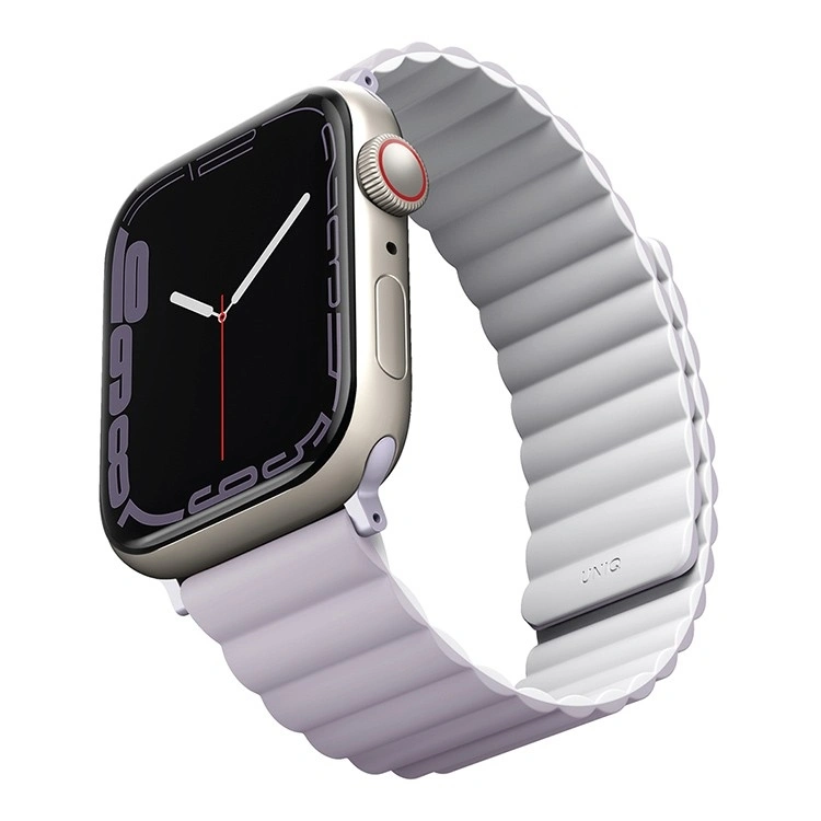 картинка Ремень силиконовый Uniq REVIX для Apple Watch 49/ 45/ 44/ 42, цвет сиреневый/ белый (LILAC/ WHITE) от магазина КомпьютерЦентр