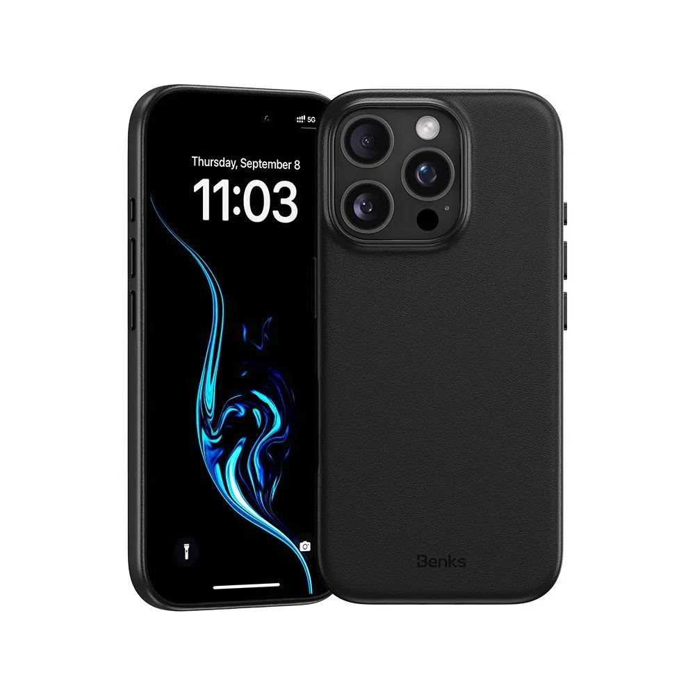 картинка Чехол из экокожи Benks VitaPro Protective Case (MagSafe) для iPhone 16 Pro Max 6.9'', цвет черный (Black) от магазина КомпьютерЦентр