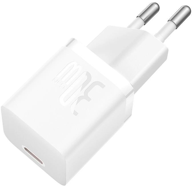 картинка СЗУ Baseus GaN5 Fast Charger(mini) 1C 30W EU Moon White (With Cable Type-C to Type-C 100W) от магазина КомпьютерЦентр