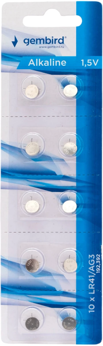 картинка Батарейки щелочные/ алкалиновые Gembird Gb-LR41-10B, тип LR41(AG3), 10шт, блистер от магазина КомпьютерЦентр