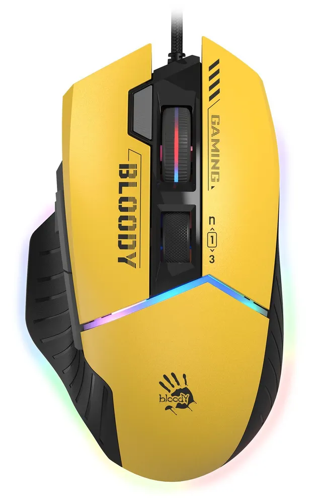 картинка Мышка A4Tech Bloody W95 Max Sports, проводная USB, желтый/ черный от магазина КомпьютерЦентр