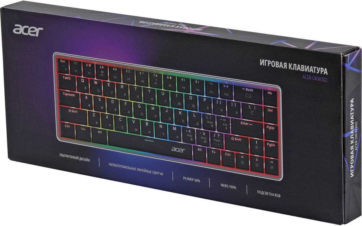 картинка Клавиатура Acer OKW302 механическая серебристый USB Multimedia for gamer для ноутбука LED (ZL.KBDCC.01C) от магазина КомпьютерЦентр