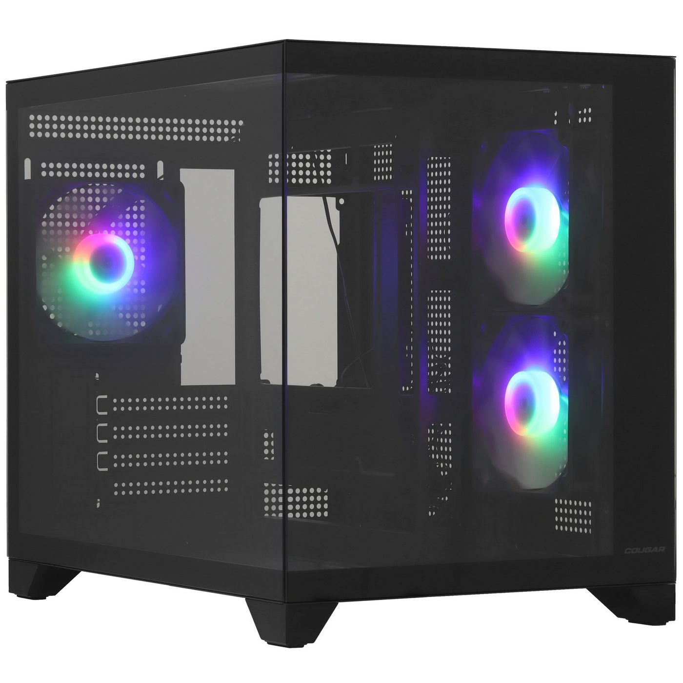 картинка Корпус Cougar FV150 Mini RGB Mini-tower, Black, 3x120mm RGB fan, 2xUSB 3.0, Type-C, no PSU от магазина КомпьютерЦентр