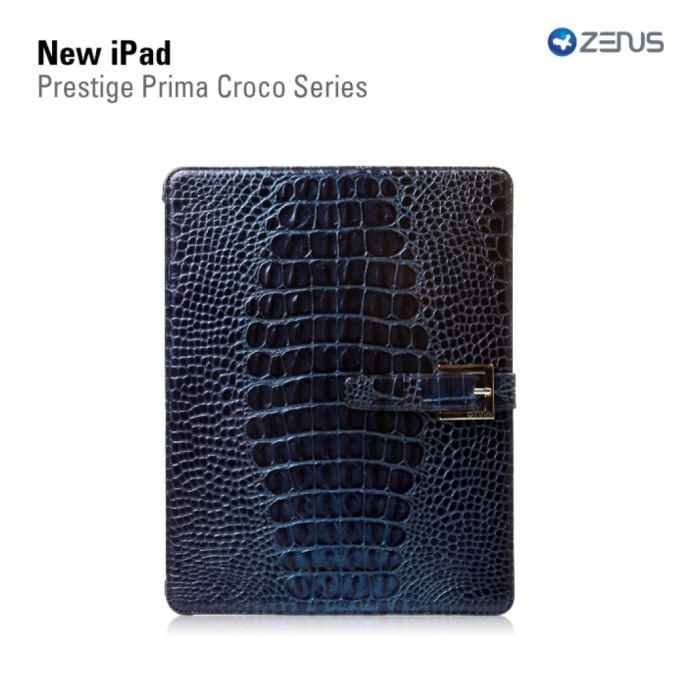 картинка Чехол Zenus Prestige Prima Croco Series Dark Navy for new iPad от магазина КомпьютерЦентр