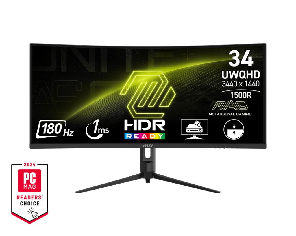 картинка !!!Монитор 34'' MSI MAG 342CQR E2 Curved 1500R, 180 Hz, VA от магазина КомпьютерЦентр