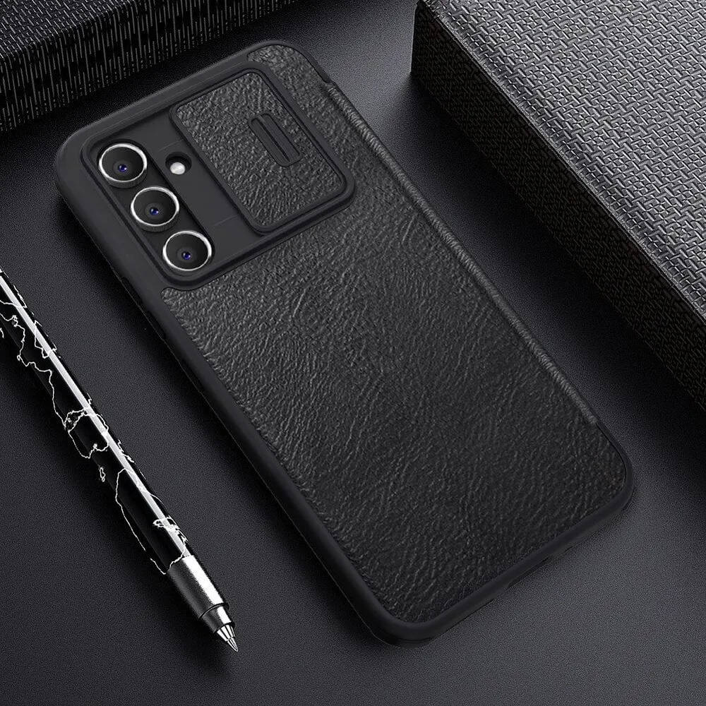 картинка Кожаный чехол-книжка Nillkin Leather Qin Pro для Samsung Galaxy A54 5G (черный) от магазина КомпьютерЦентр