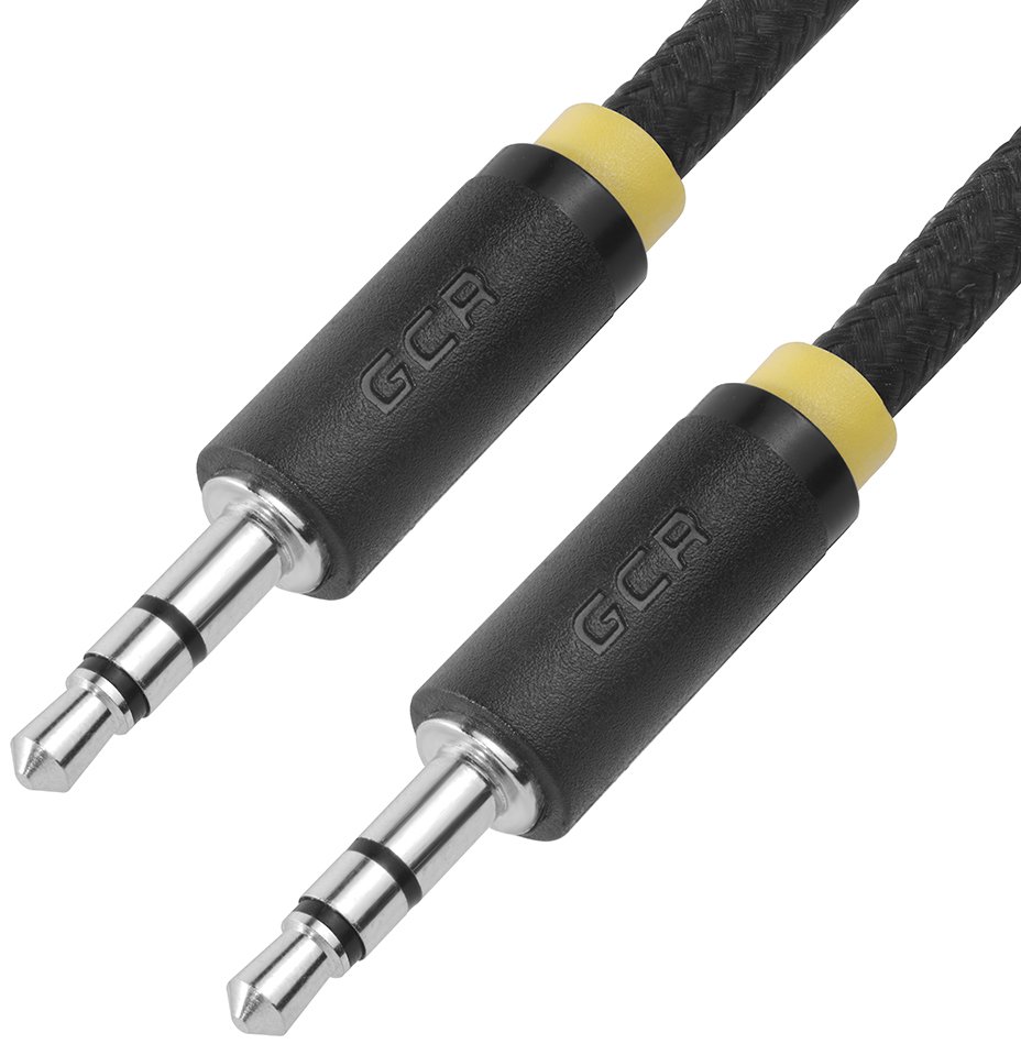 картинка Кабель аудио Greenconnect (GCR-AVC8114-1.5m) 1.5m jack 3,5mm/ jack 3,5mm, Black/ yellow, M/ M, Premium , экран, стерео от магазина КомпьютерЦентр