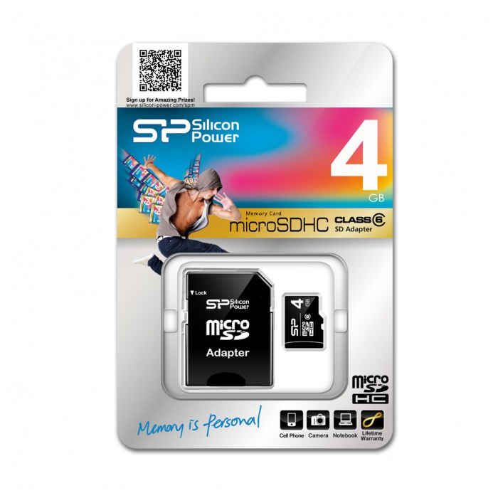 картинка Карта памяти SiliconPower 4Gb microSDHC Class 6 SD Adapter (SP004GBSTH006V10) от магазина КомпьютерЦентр