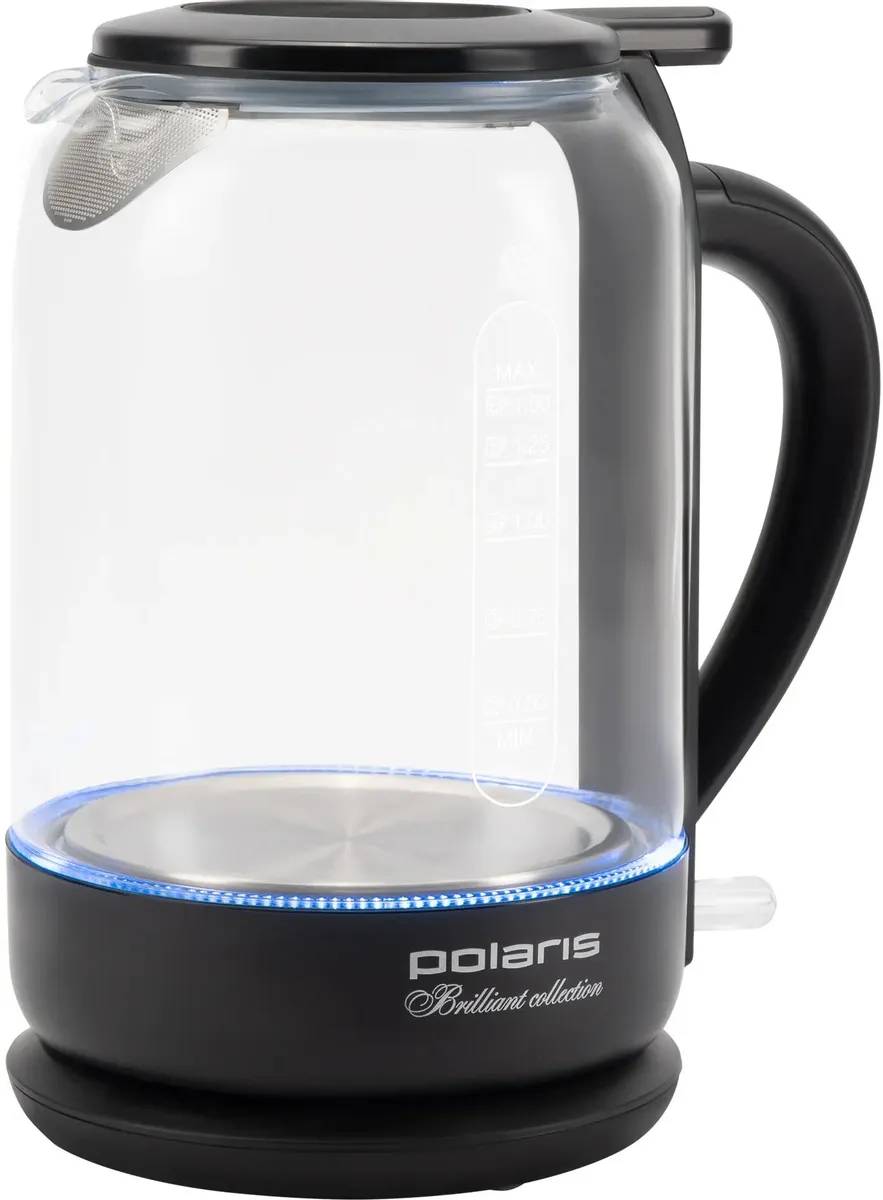 картинка Чайник электрический Polaris PWK 1753CGL, белый/ черный (корпус: пластик/ стекло) от магазина КомпьютерЦентр