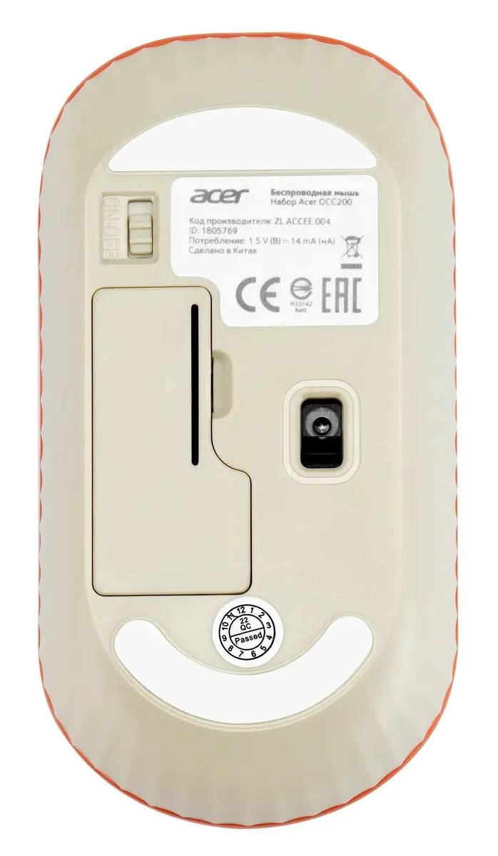 картинка Мышь Acer OMR200, бежевый, беспроводная, для ноутбука (ZL.MCEEE.022) от магазина КомпьютерЦентр