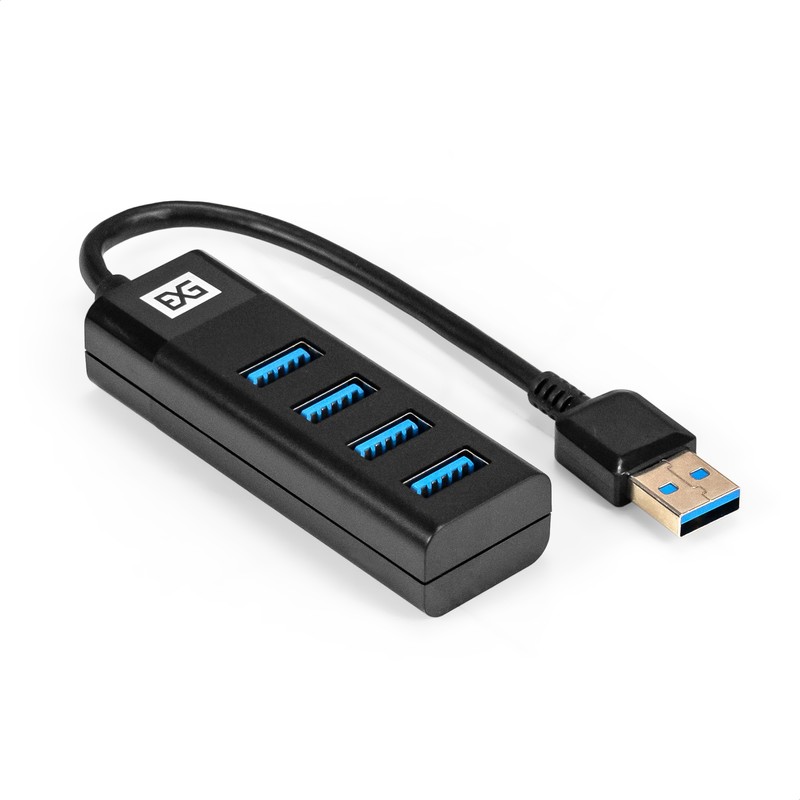 картинка HUB 4-port ExeGate DUB-4TP (EX296925RUS) кабель-адаптер USB3.0 --> 4xUSB3.0, Plug&Play, черный от магазина КомпьютерЦентр