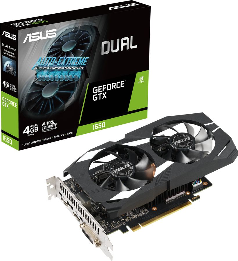 картинка Видеокарта 4Gb DDR6 GeForce GTX1650 Dual Asus (DUAL-GTX1650-4GD6-P) от магазина КомпьютерЦентр