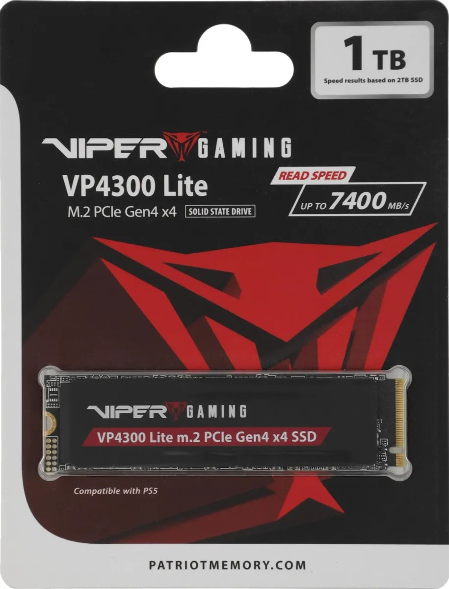 картинка SSD накопитель 1Tb Patriot M.2 ViperbVP4300 Lite PCIe 4.0 x4 (VP4300L1TBM28H) от магазина КомпьютерЦентр