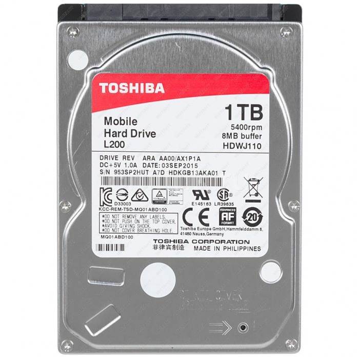 картинка Жесткий диск Toshiba 1Tb 2.5″ L200 SATAIII (HDWJ110UZSVA) от магазина КомпьютерЦентр
