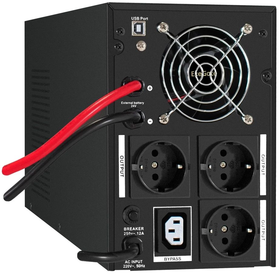 картинка Комплект ИБП EX295989RUS + батарея 33Aч EX282974RUS 2шт (инвертор, синус, для котла) ExeGate SineTower SZ-2000.LCD.AVR.3SH.1C13.USB 2000VA/ 1600W, чистый синусоида, LCD дисплей, AVR, 3*Schuko+1*C13, USB, линейно-интерактивный, Black + батарея ExeGate DT от магазина КомпьютерЦентр