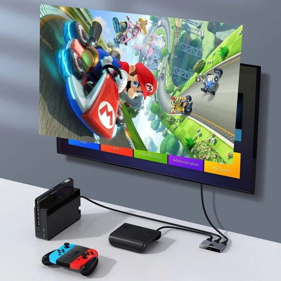 картинка Адаптер Baseus Matrix HDMI Splitter (CAHUB-BC0G) Серый от магазина КомпьютерЦентр