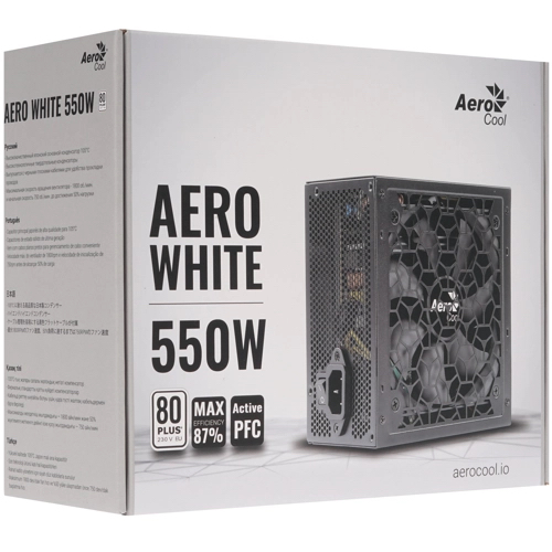 картинка Блок питания Aerocool 550W AERO White 80+ (AERO WHITE 550) от магазина КомпьютерЦентр