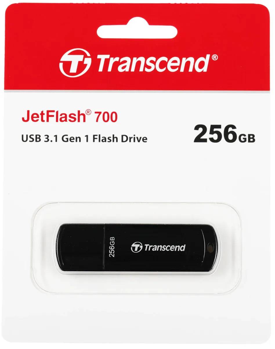 картинка USB3.1 накопитель 256Gb Transcend JetFlash 700 Black (TS256GJF700) от магазина КомпьютерЦентр