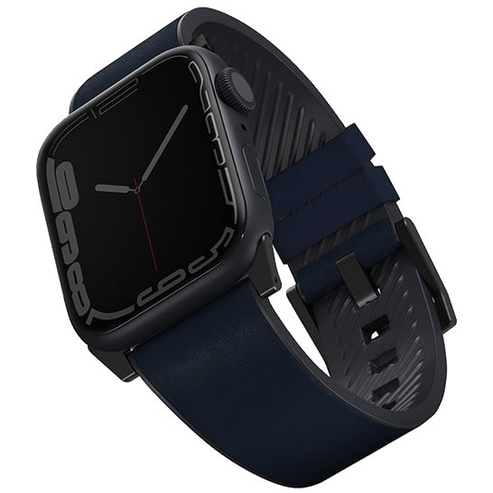 картинка Кожаный влагоустойчивый ремень Uniq STRADEN для Apple Watch 49/ 45/ 44/ 42мм Blue (45MM-STRABLU) от магазина КомпьютерЦентр
