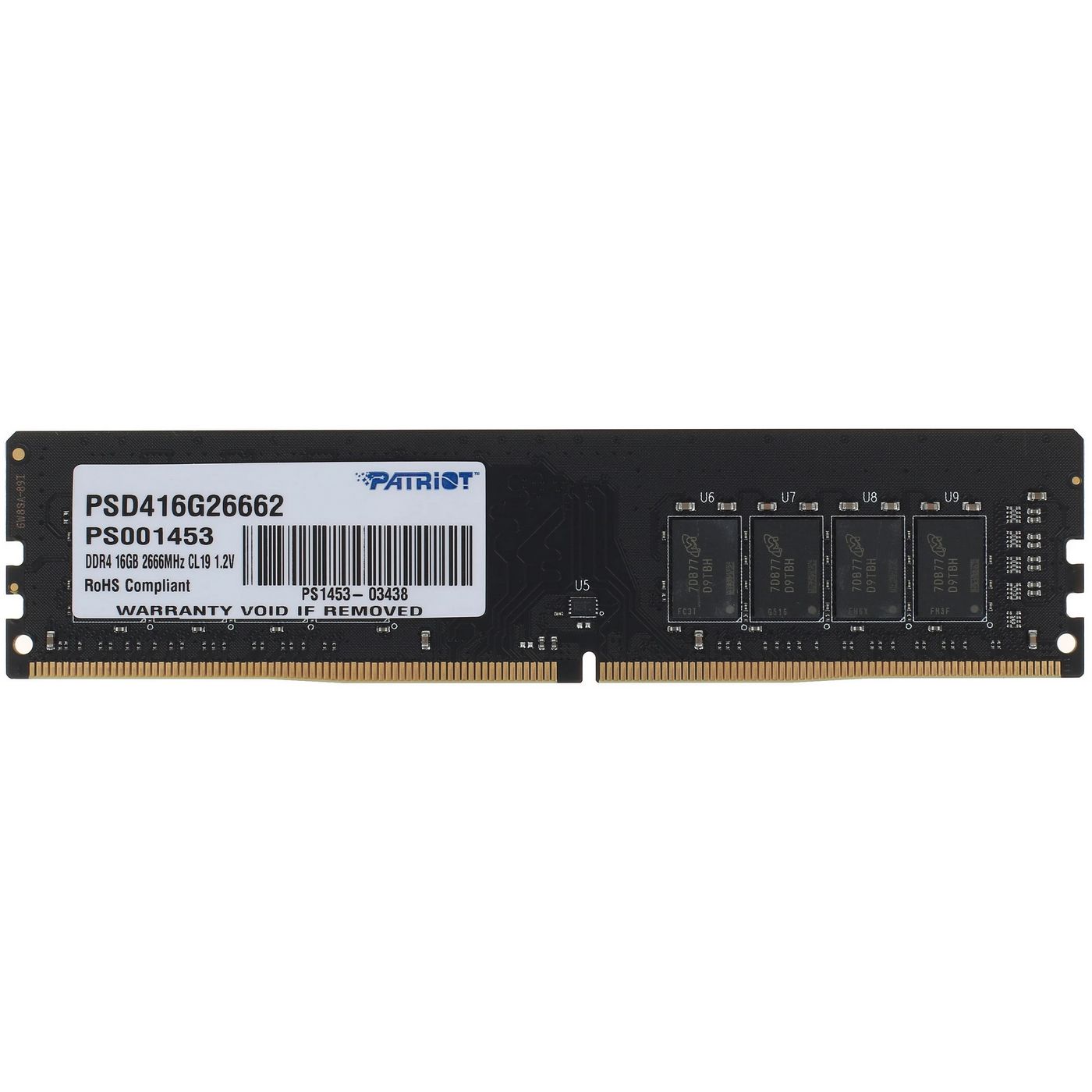картинка DIMM DDR4 16Gb 2666MHz PC4-21300 Patriot CL19 1.2V (PSD416G26662) от магазина КомпьютерЦентр