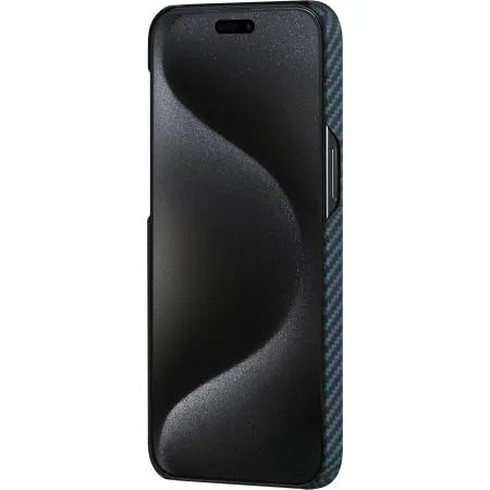 картинка Чехол PITAKA MagEZ Case 4 для iPhone 15 Pro 6.1'', черный/ синий (Twill Black/ Blue) 1500D от магазина КомпьютерЦентр