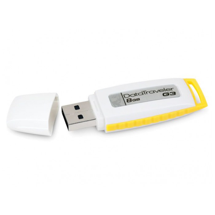 картинка Флешка USB Kingston DataTraveler G3 8GB White/ Yellow (DTIG3/ 8GB) от магазина КомпьютерЦентр