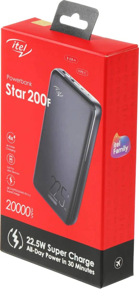 картинка Внешний аккумулятор ITEL Star 200F, 20000мAч, черный от магазина КомпьютерЦентр