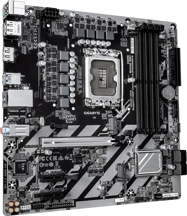 картинка Материнская плата Gigabyte B860M D3W Soc-1851 Intel B860 4xDDR5 mATX AC`97 8ch(7.1) GbLAN RAID+HDMI+DP от магазина КомпьютерЦентр