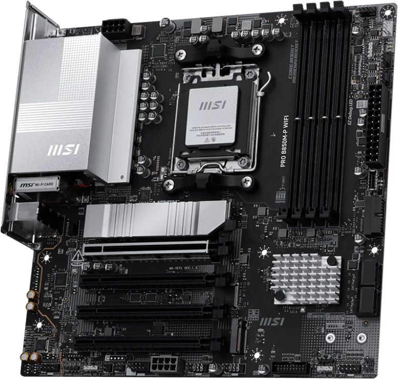 картинка Материнская плата MSI PRO B850M-P WIFI Soc-AM5 AMD B850 4xDDR5, mATX от магазина КомпьютерЦентр
