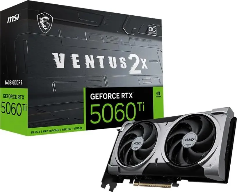 картинка Видеокарта 16Gb GDDR7 GeForce RTX 5060Ti MSI (RTX 5060 Ti 16G VENTUS 2X PLUS) от магазина КомпьютерЦентр