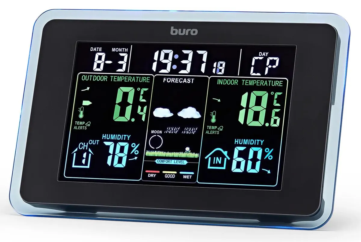картинка Погодная станция Buro BU-WSH168-COLOR Black от магазина КомпьютерЦентр