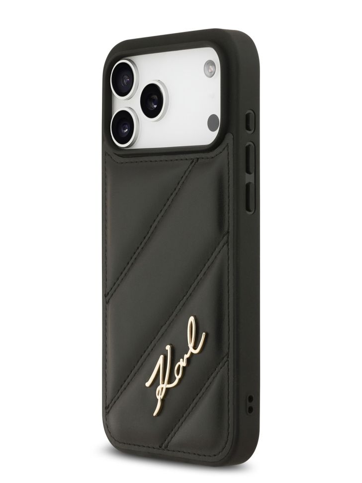 картинка Чехол Lagerfeld для iPhone 17 Pro Max PU Quilted Signature metal logo Hard Black (KLHCP17XPQDSMGK) от магазина КомпьютерЦентр