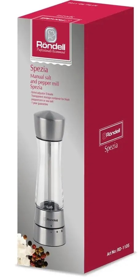 картинка Мельница для перца/ соли Rondell Spezia RD-1105, стальной, подар.кор. от магазина КомпьютерЦентр