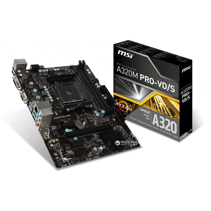 картинка Материнская плата MSI A320M PRO-VD/ S Soc-AM4 (A320M PRO-VD/S) от магазина КомпьютерЦентр