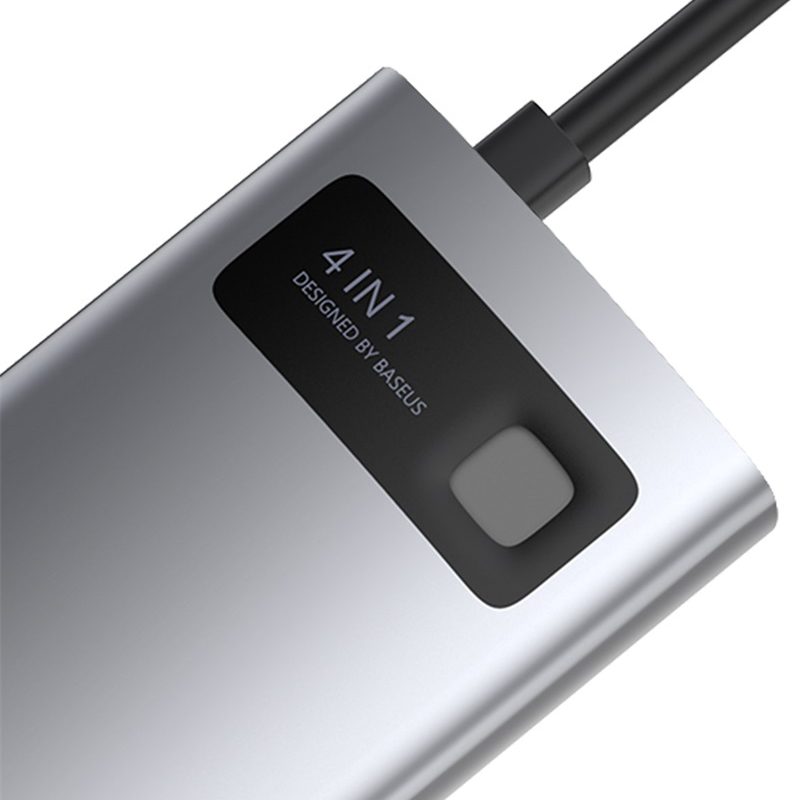 картинка Хаб Baseus Metal Gleam Series 4-in-1 USB2.0/ USB3.0/  4KHD/ Type-C Cray (CAHUB-CY0G) от магазина КомпьютерЦентр