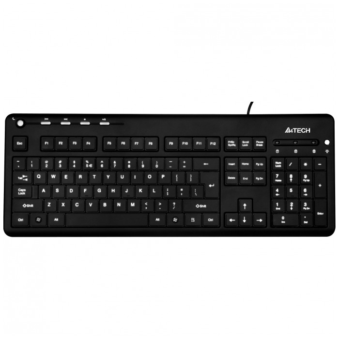 картинка Клавиатура A4tech KD-126-2 slim Multimedia LED, Black-White (KD-126-2) от магазина КомпьютерЦентр
