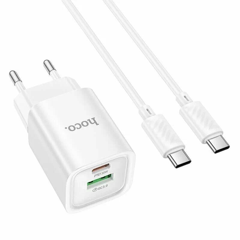 картинка СЗУ HOCO C149A Charm PD30W+QC3.0 charger set (C to C) white от магазина КомпьютерЦентр