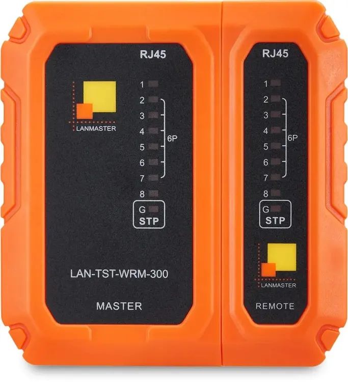 картинка Тестер кабельный Lanmaster LAN-TST-WRM-300 оранжевый/ черный от магазина КомпьютерЦентр
