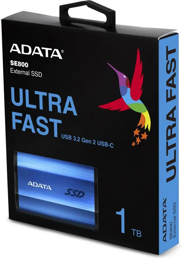 картинка SSD внешний 1Тб A-DATA External SE800 Portable Blue (ASE800-1TU32G2-CBL) от магазина КомпьютерЦентр