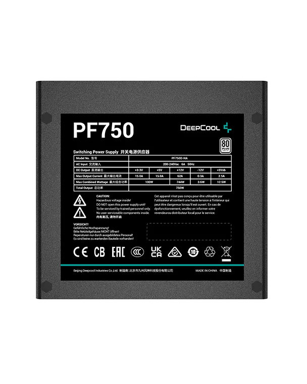 картинка Блок питания Deepcool ATX 750W PF750 черный (R-PF750D-HA0B-EU) от магазина КомпьютерЦентр