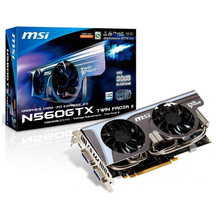 картинка Видеокарта MSI GeForce N560GTX-TWIN FROZR II/ OC 1Gb 256bit DDR5 (N560GTX-TFII) от магазина КомпьютерЦентр