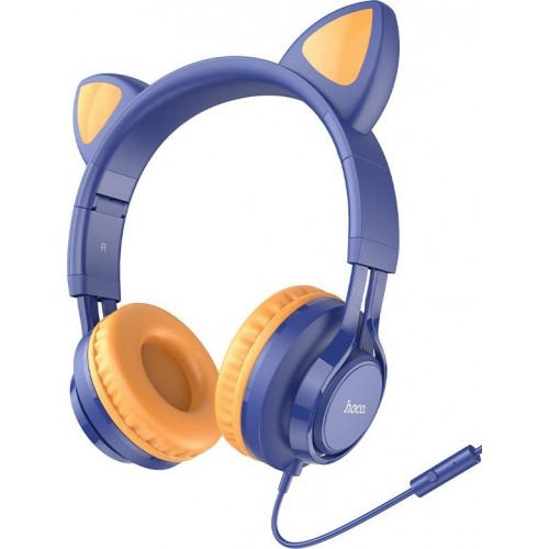 картинка Гарнитура Hoco W36 Cat ear headphones with mic midnight blue от магазина КомпьютерЦентр