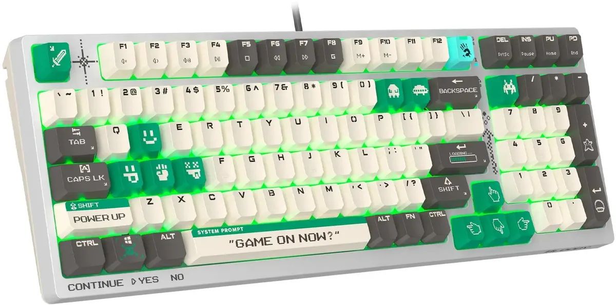 картинка Клавиатура A4Tech Bloody S98 Pixels Green механическая белый/ бежевый USB for gamer LED (S98 Pixels Green) от магазина КомпьютерЦентр