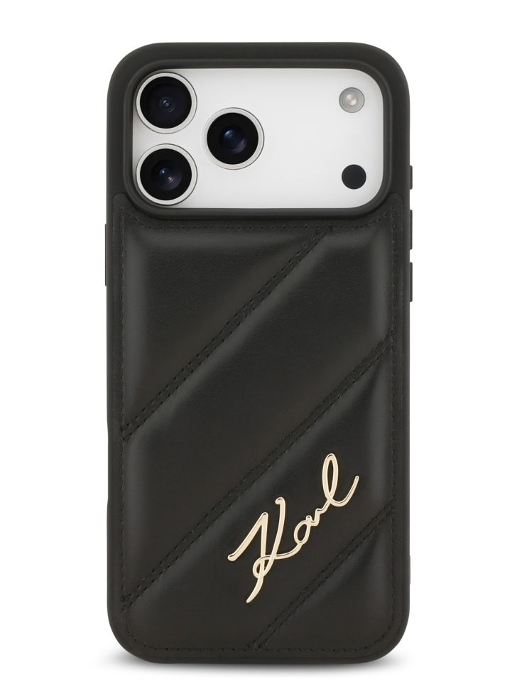 картинка Чехол Lagerfeld для iPhone 17 Pro Max PU Quilted Signature metal logo Hard Black (KLHCP17XPQDSMGK) от магазина КомпьютерЦентр