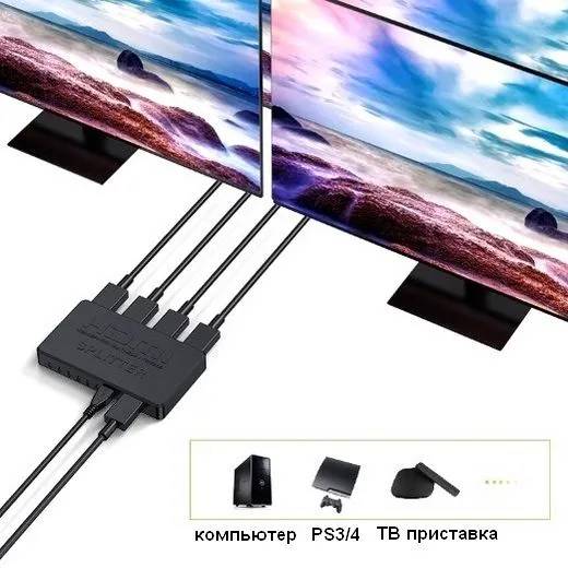 картинка HDMI сплиттер 1 на 4 c поддержкой 2К-4К , активный от магазина КомпьютерЦентр