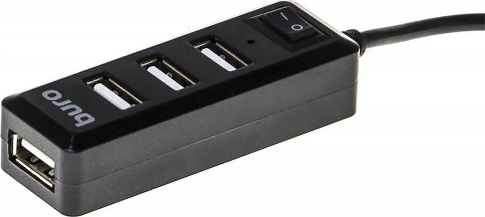 картинка HUB 4-port Buro BU-HUB4-0.5L-U2.0 USB2.0 Black от магазина КомпьютерЦентр